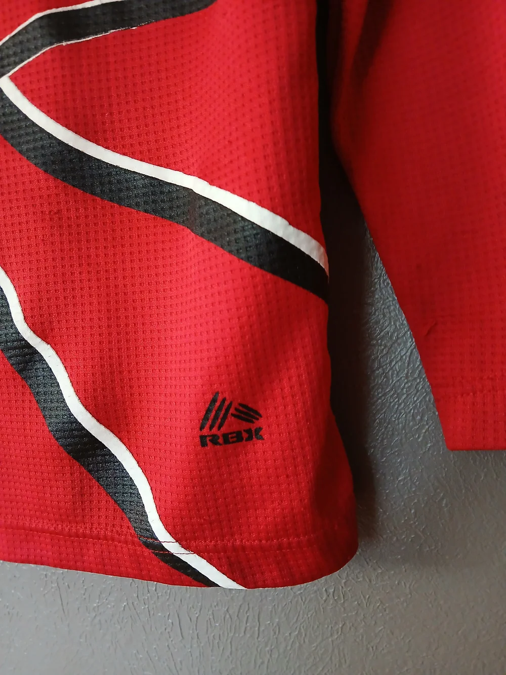 RBX Red Long Sleeve Hoodie Tee with Basketball Graphic